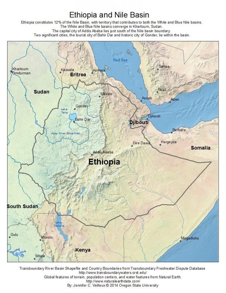 Ethiopia dataran tinggi pada peta