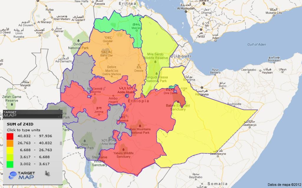 Ethiopia provinsi peta