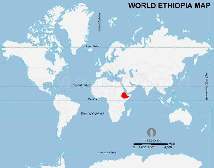 peta dari Ethiopia lokasi di dunia