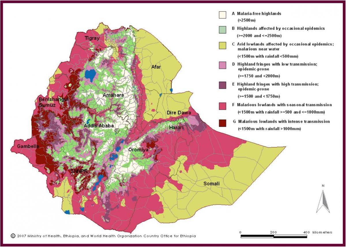 peta dari Ethiopia malaria