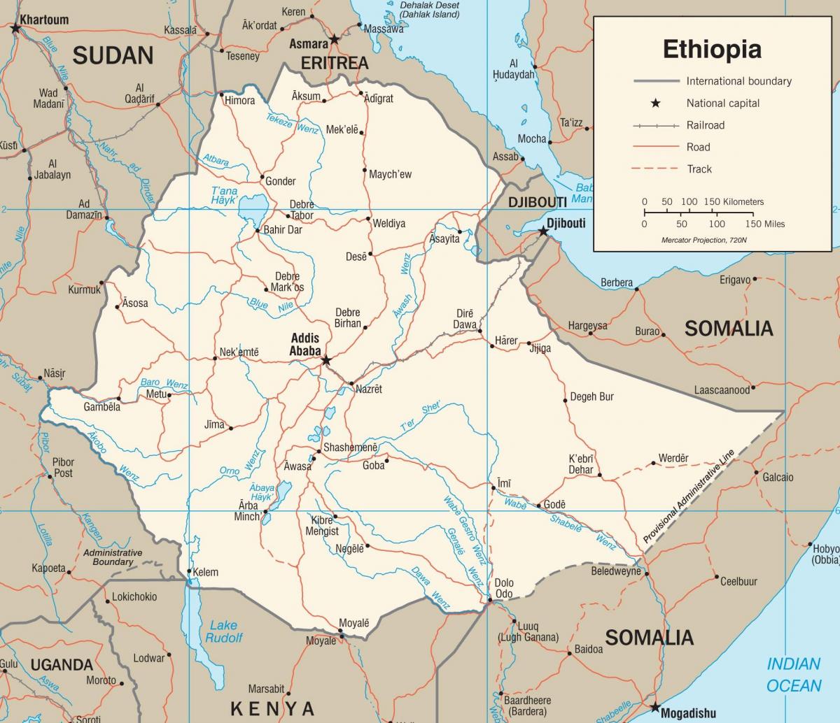 Ethiopia peta jaringan jalan