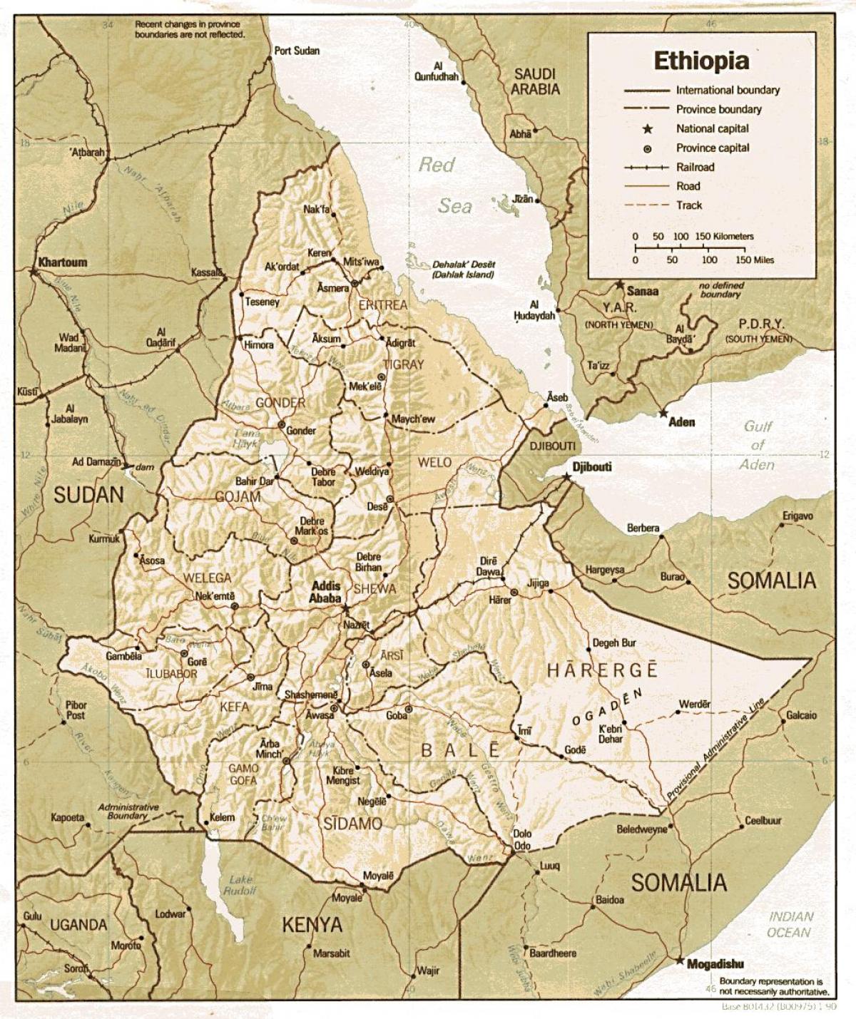 Map Of Ethiopia Before 1991 Ethiopia Peta Sebelum Tahun 1991 - Mantan Ethiopia Map (Afrika Timur -  Afrika)