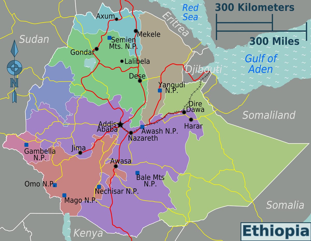 Ethiopia wisata peta