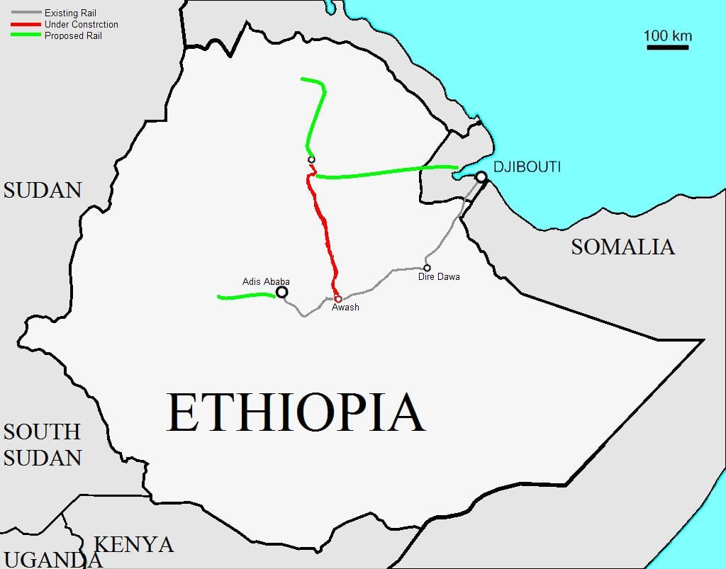 Ethiopia peta kereta api