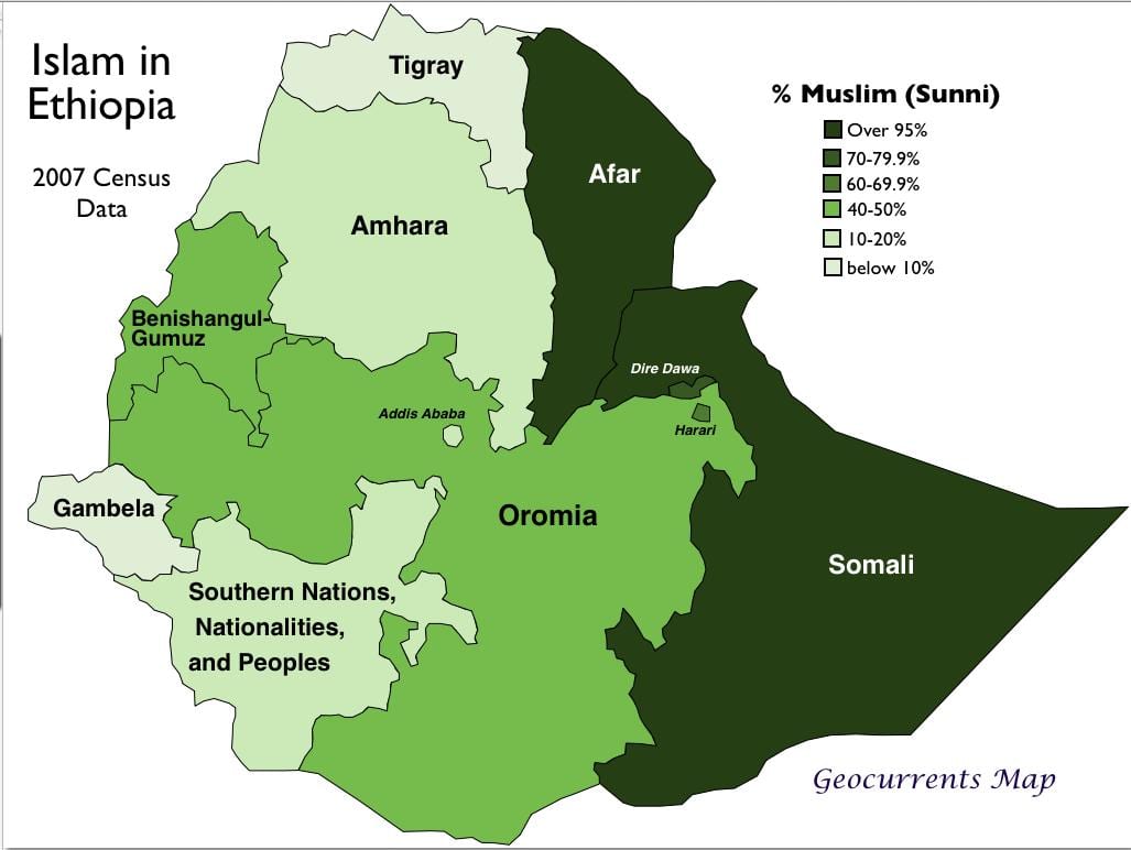peta dari suku-suku di Ethiopia