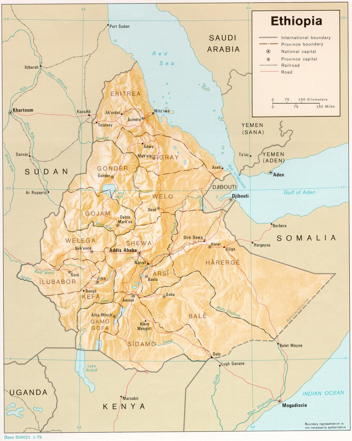 peta dari Ethiopia selama derg