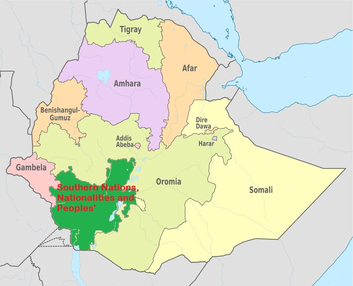 peta dari snnpr Ethiopia