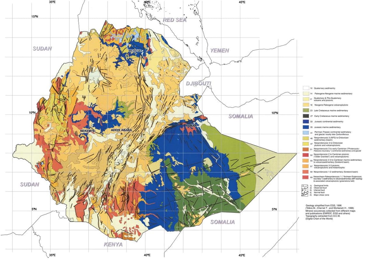 peta geologi peta dari Ethiopia