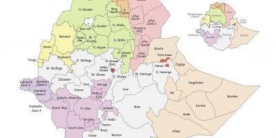 Ethiopia peta dengan wilayah