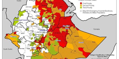 Peta dari Ethiopia kekeringan