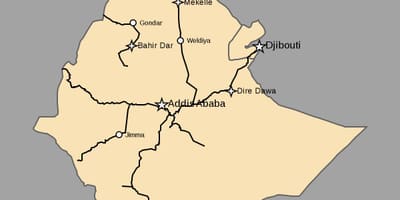 Peta dari Ethiopia kereta