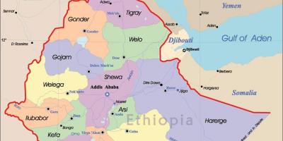 Ethiopia map dengan kota-kota