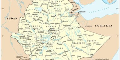 Saat ini peta dari Ethiopia